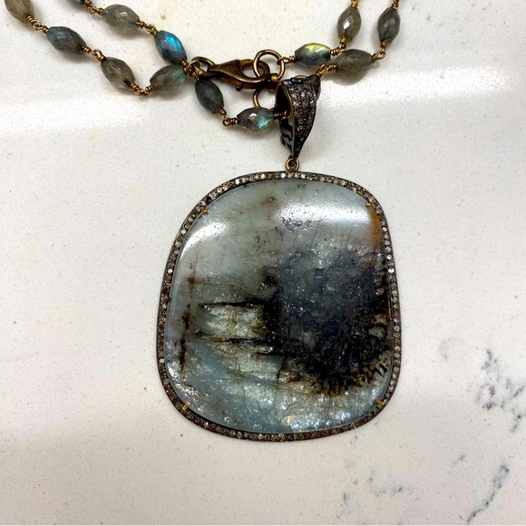 Labradorite and black diamond necklace
